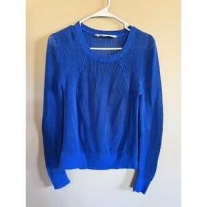 Athleta Blue Knit Sweater Cotton Blend Long Sleeve Medium Casual